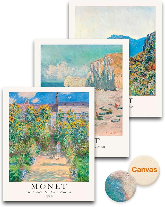 HesenDot Unframed Claude Monet Posters Set of 3, 12x16in Vintage Landscape by HesenDot