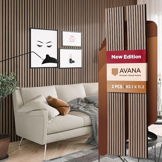 Avana Acoustic Wood Wall Panels – 93.2x11.25 Inch Panels – Fits 94x12 Layout – by AvanaHome