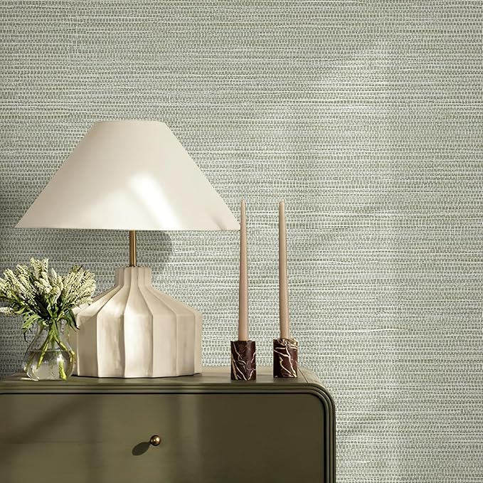 JiffDiff Grasscloth Wallpaper Peel and Stick Cream Grassweave Stick on - Image 2