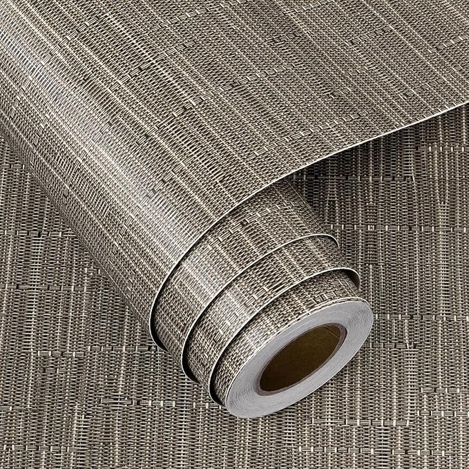FunStick 24"x200" Thick Brown Grasscloth Peel and Stick Wallpaper Textured - Image 7