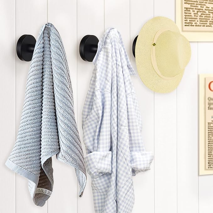 Bathroom Robe Towel Hooks Coat Matte Black Wall Hook Stainless Steel Heavy Duty - Image 5