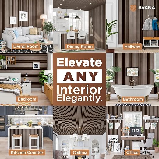 Avana Modern Acoustic Wood Wall Panels – 93.2x11.25 Inch Panels – Fits 94x12 - Image 3