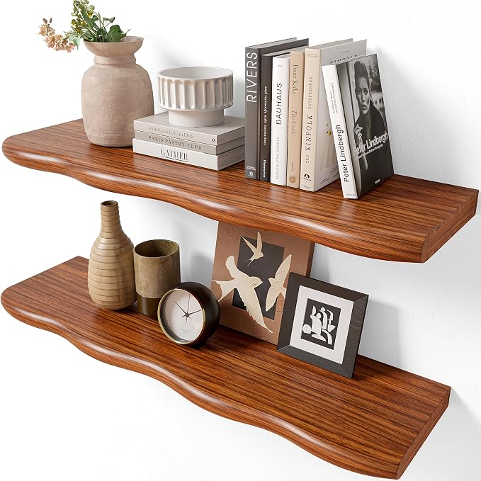 YUFLINX 24inch Walnut Finished Floating Shelves by Unknown