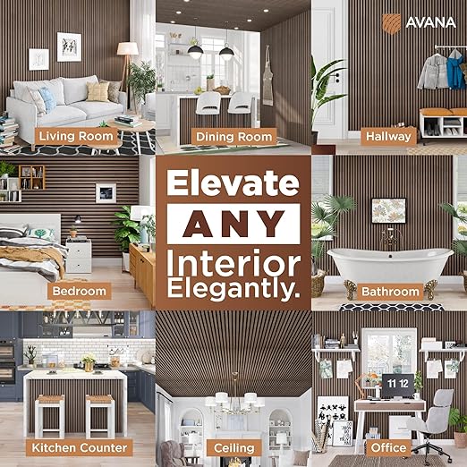 Avana Acoustic Wood Wall Panels – 47.2 X 12.6 Inch Walnut Acoustic Panels 2 PCs - Image 3