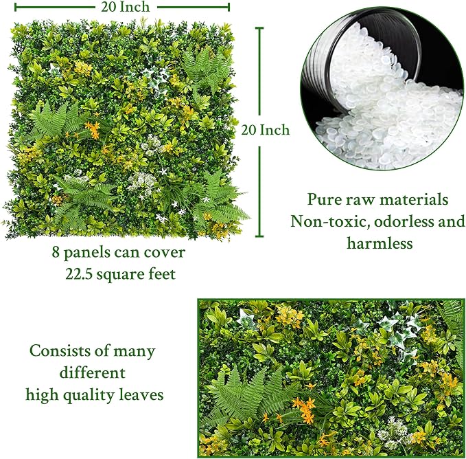 ODTORY Artificial Boxwood Hedges Panels: 20"x20" 8P UV-Anti Faux Greennery - Image 2