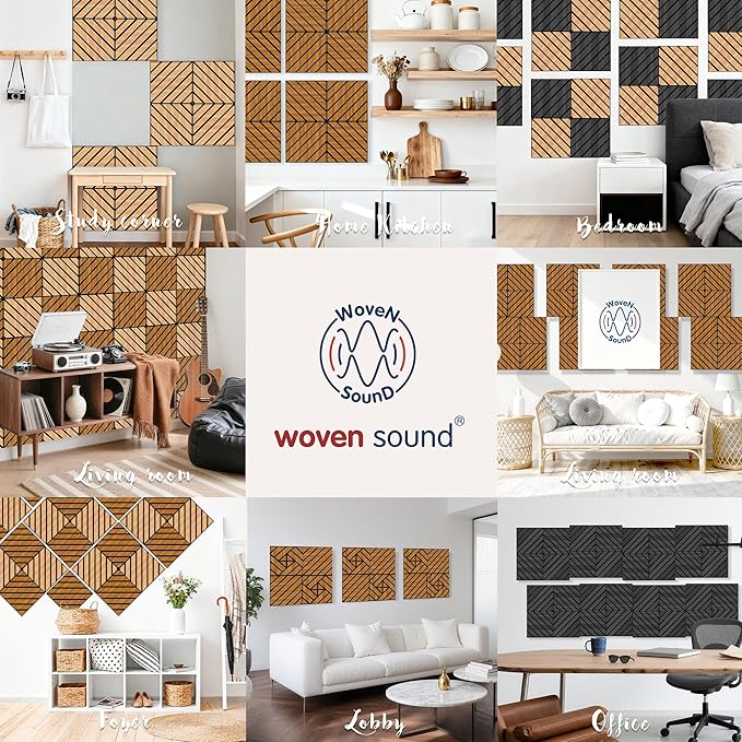 WoveN SounD Artisan Acoustic Wall Panels, 16 Pack 12x12 Inch, PVC Wood Grain - Image 5