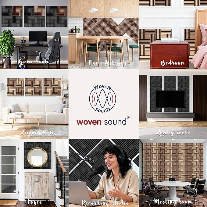 WoveN SounD Artisan Acoustic Wall Panels, 16 Pack 12x12 Inch, PVC Wood Grain - Image 5
