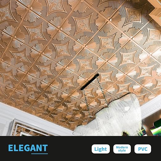 Art3d Drop Ceiling Tiles 24x24 in Bronze, 3D Wainscoting Panels Glue Up 2x2 - Image 2