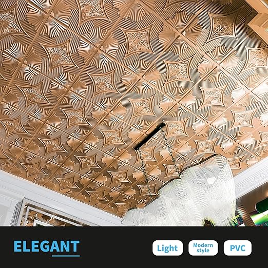 Art3d Drop Ceiling Tiles 24x24 in Bronze, 3D Wainscoting Panels Glue Up 2x2 - Image 2