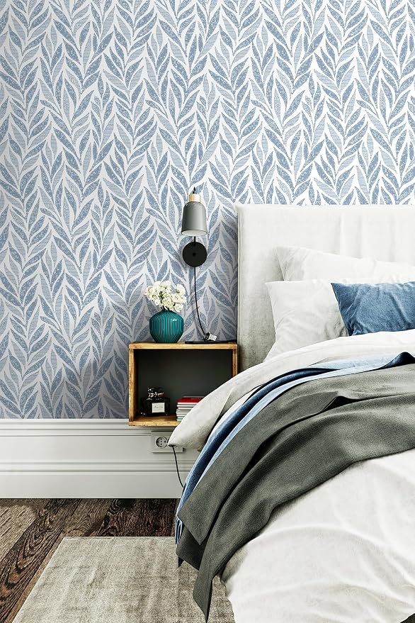 Safiyya 393"x17.3" Blue Peel and Stick Wallpaper Boho Contact Paper Modern - Image 3