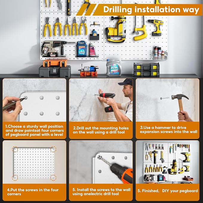 Peg Board, Includes 4 Pack White Peg Board Panels - Image 5