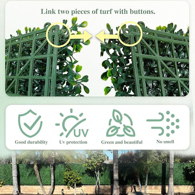 ODTORY Artificial Greenery Grass Wall Panel, 10x10 Inch 6-Pack, UV-Anti Fake - Image 4