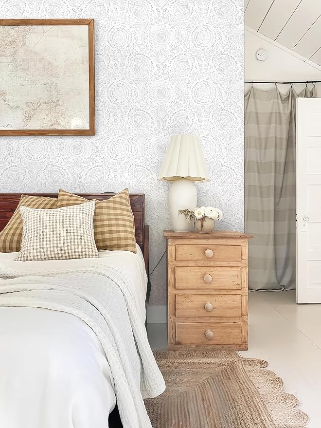 Heroad Peel and Stick Wallpaper Modern Floral Wall Paper Boho Grey Contact - Image 4