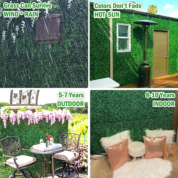 20x20Inch 9Pcs Grass Wall Panels, 4 Layers UV-Anti Boxwood Greenery Hedge - Image 5
