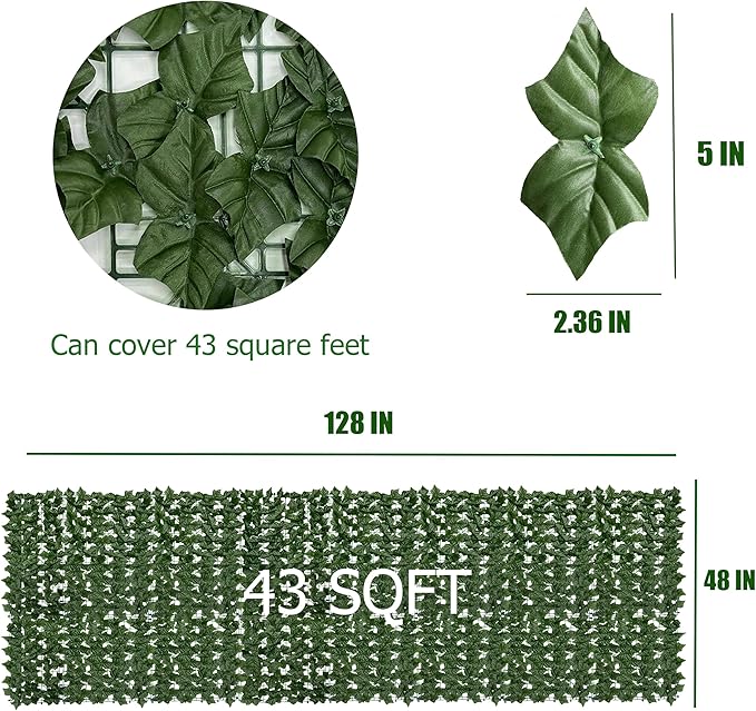 Artificial Ivy Privacy Fence Screen, 128 "x 48" Anti-Ultraviolet Artificial - Image 2