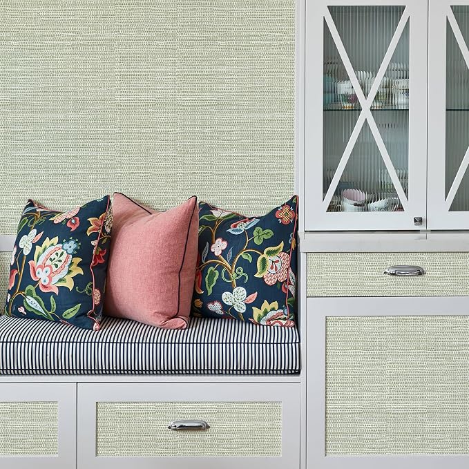 Simon&Siff Textured Grasscloth Peel and Stick Wallpaper 17.7"x118" Neutral Faux - Image 4