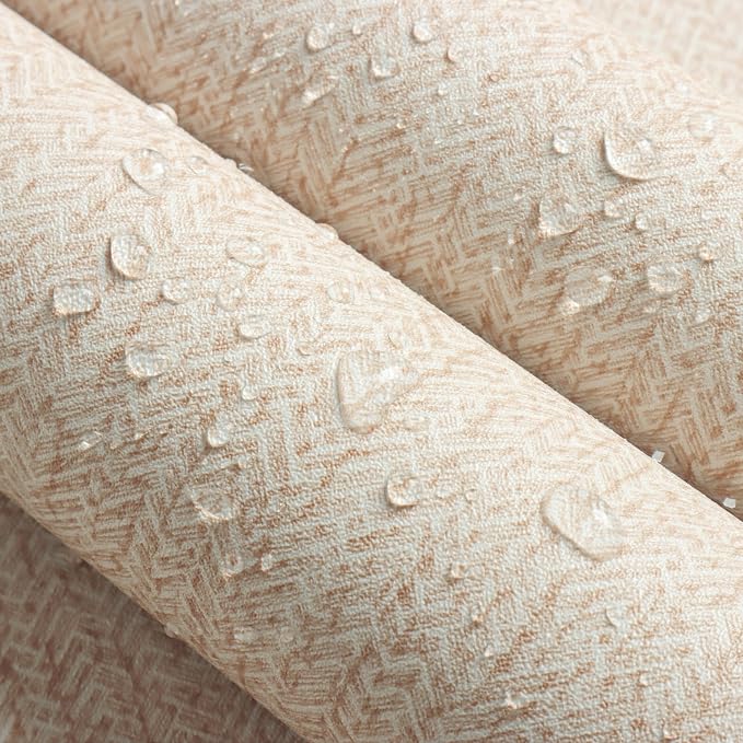 Grasscloth Peel and Stick Wallpaper Beige Contact Paper 15.7inch x 196.8inch - Image 5