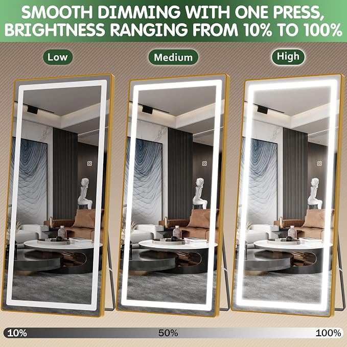 FENNIO Full Length Mirror with Lights, Wall Mounted Hanging Mirror with Lights - Image 6