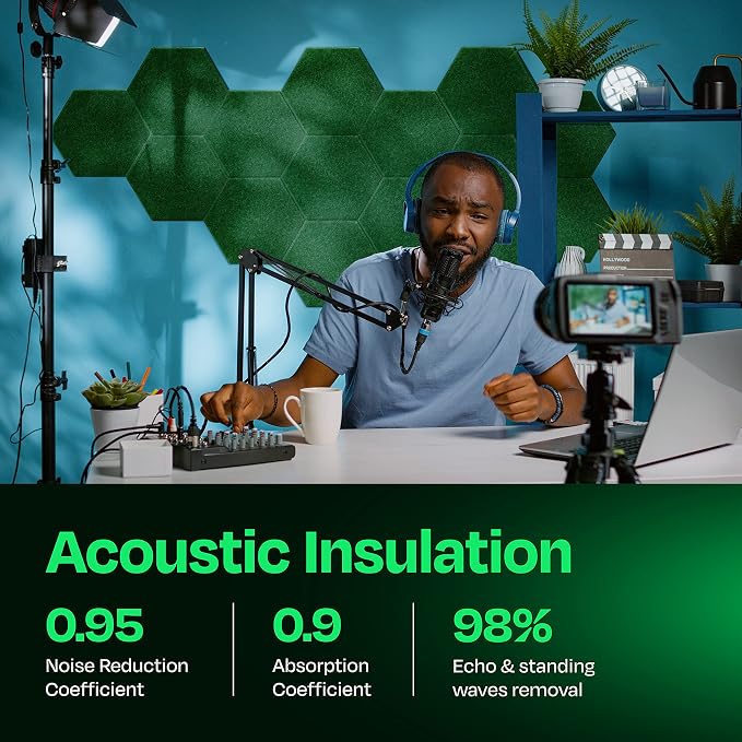 Acoustic Panels 12-Pack Soundproof Wall Panels 12"X10.4"X0.4" Sound Panels High - Image 3
