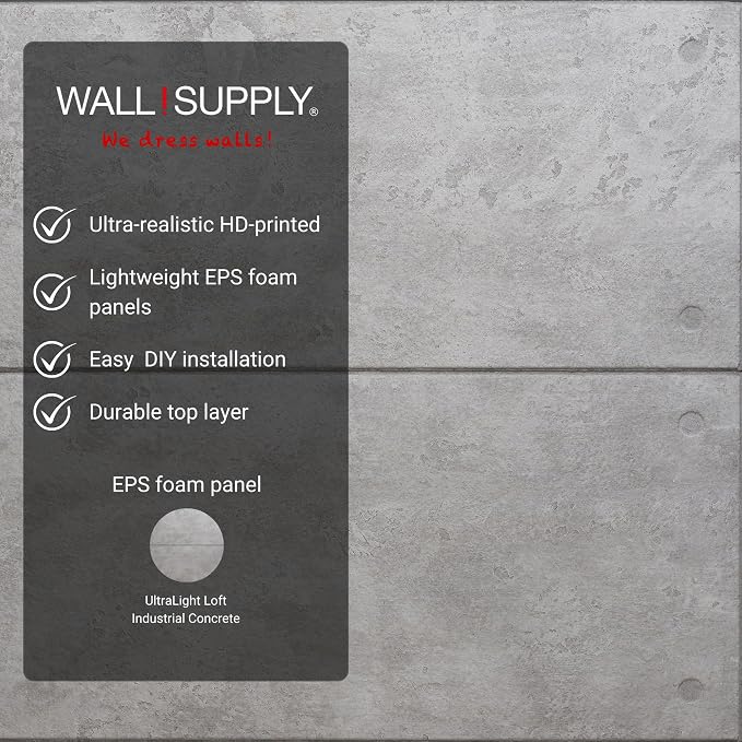 Wall!Supply 3D Wall Panels – Industrial Concrete Loft Style – Lightweight Foam - Image 4