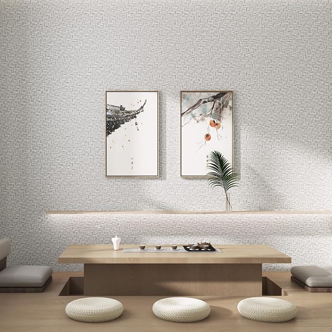 Haimin Fabric Wallpaper Textured Contact Paper Grasscloth Wallpaper Peel and - Image 7