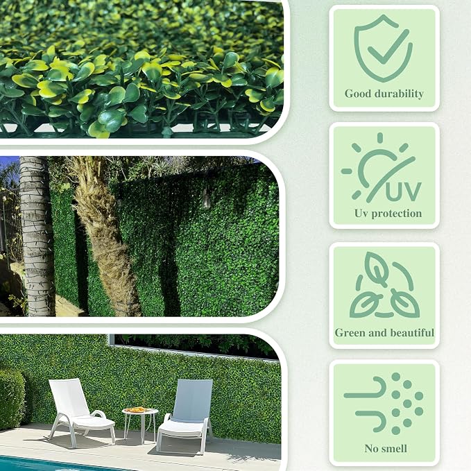 ODTORY Artificial Boxwood Roll Panels, Decorative Grass Wall Covering - Image 3
