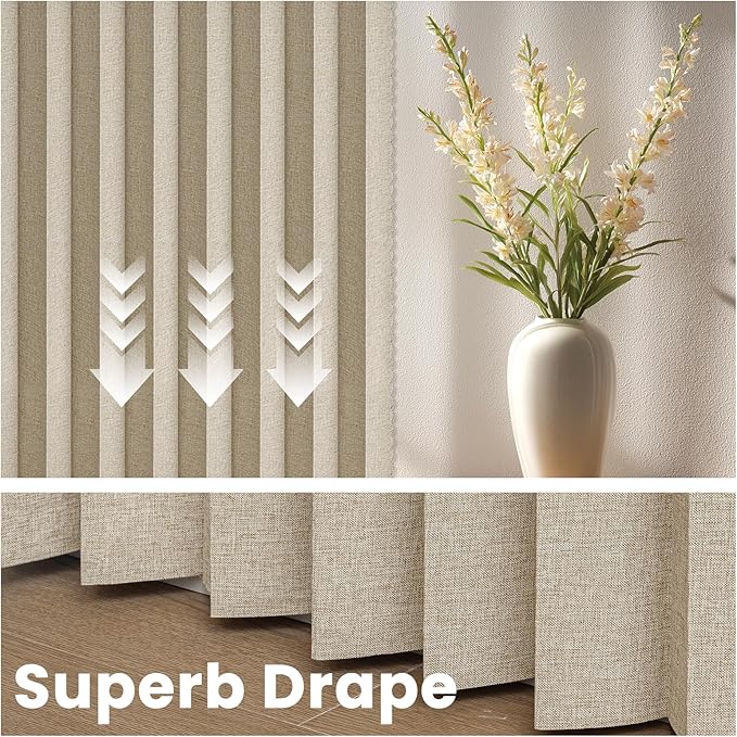AJAZZ Blackout Accordion Door Curtain 98"x84" Cream Yellow - Image 6