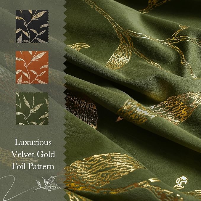 NICETOWN Olive Green Velvet Curtains - Image 6