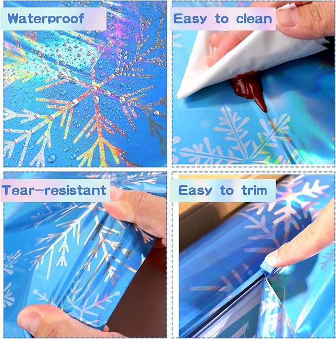 Kochorie 100 Ft x 54 Inch Iridescent Winter Snowflake Tablecloth Roll - Image 3