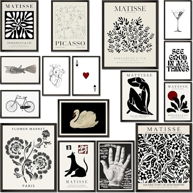 LANCHI95 16 PCS Black and White Home Decor, Eclectic Wall Art, Minimalist by LANCHI95