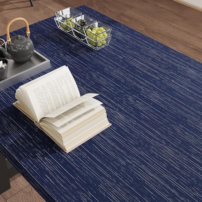CRE8TIVE Wide Dark Blue Grasscloth Peel and Stick Wallpaper - Image 5