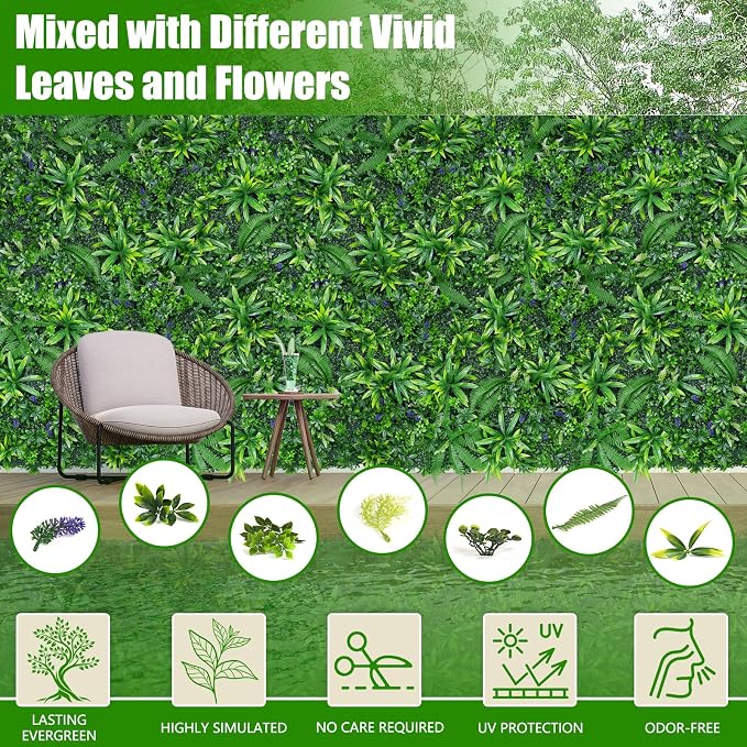 Artificial Grass Wall Panels, UV-Anti Fake Greenery Plant Boxwood Panels - Image 3