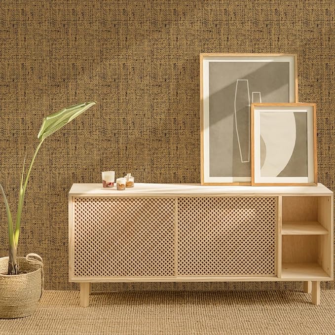 Grasscloth Peel and Stick Wallpaper 15.75x196.85inch Vintage Brown Removable - Image 3