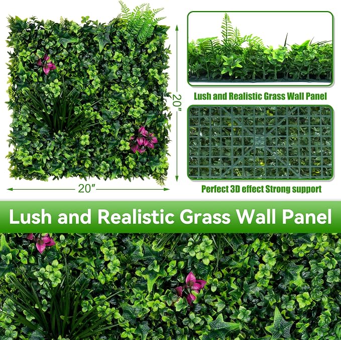 Artificial Grass Wall Panels, UV-Anti Fake Greenery Plant Boxwood Panels - Image 2