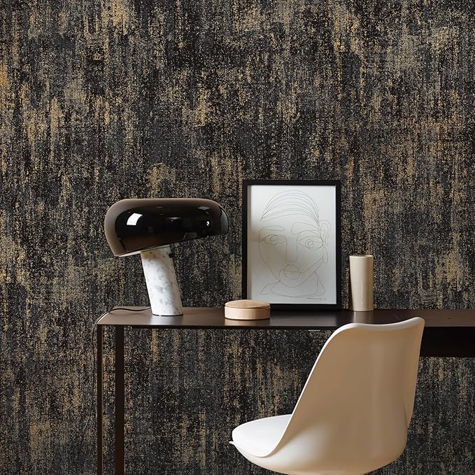 JiffDiff Vintage Metallic Peel and Stick Wallpaper Industrial Metallic Concrete - Image 2