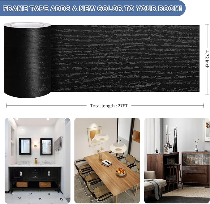 TIANLDD 27 FT Wood Grain Wallpaper Border, Removable Waterproof Mirror Border - Image 3