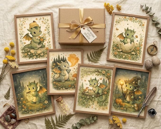 tgguytiy Vintage Nursery Dragon Wall Art - Image 9