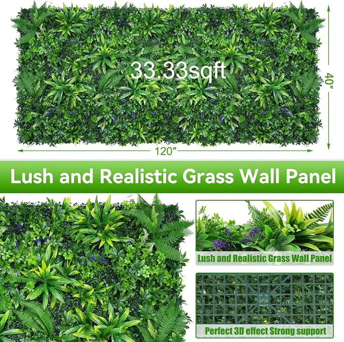 Grass Wall Panels, Fake Greenery Plant Decor - Image 2