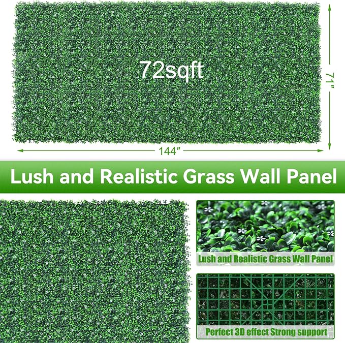 EverNture 71"x144" Grass Wall Panels, Artificial Grass Backdrop, Fake Greenery - Image 2