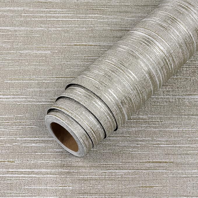 LACHEERY Taupe Grasscloth Wallpaper Textured Peel and Stick Fabric Wallpaper by LaCheery