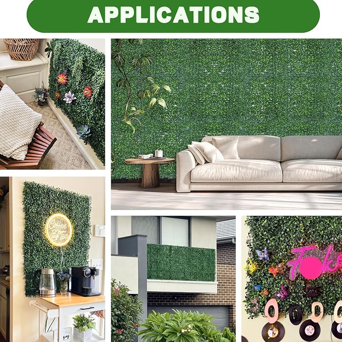 ODTORY Artificial Grass Wall Panels, 24 x 16 in 24P UV-Resistant Faux Boxwood - Image 7