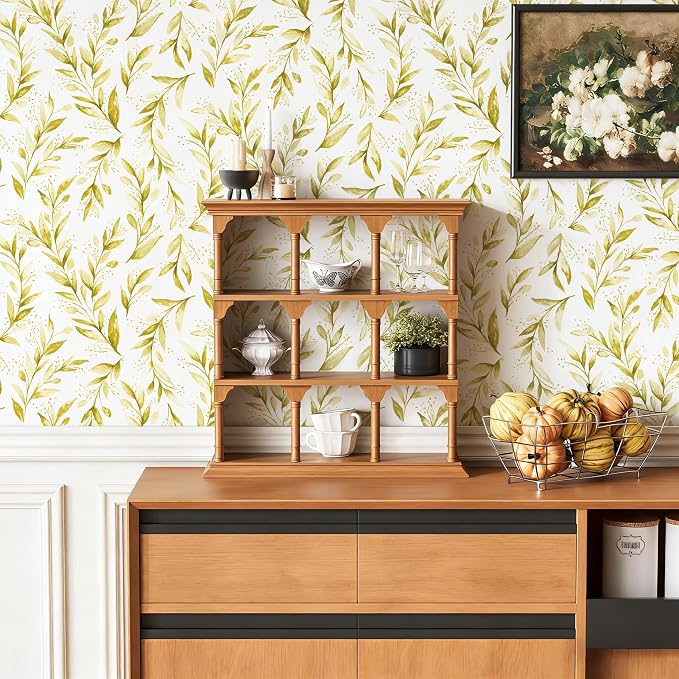 Livebor Leaf Peel and Stick Wallpaper Olive Leaf Contact Paper17.7in x 118.1in - Image 8