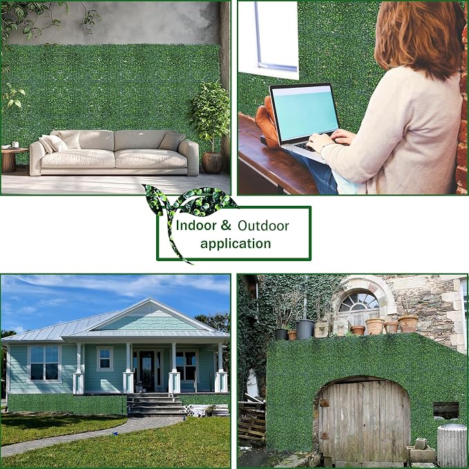 ODTORY Artificial Boxwood Hedge Wall Panels, 24 X 16 in 12P UV-Anti Faux - Image 4