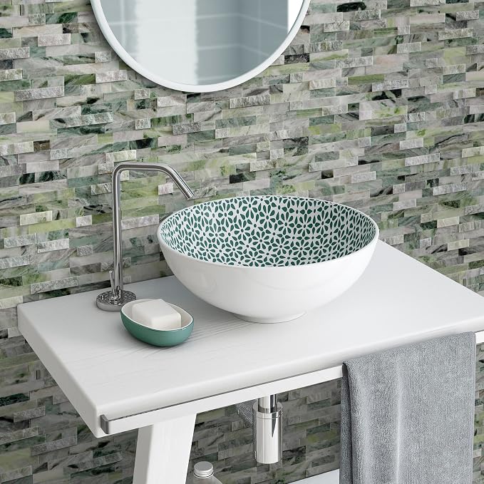 SUNWINGS 5-Sheet Peel and Stick Mosaic Natural 3D Stone Self Adhesive Marble - Image 7