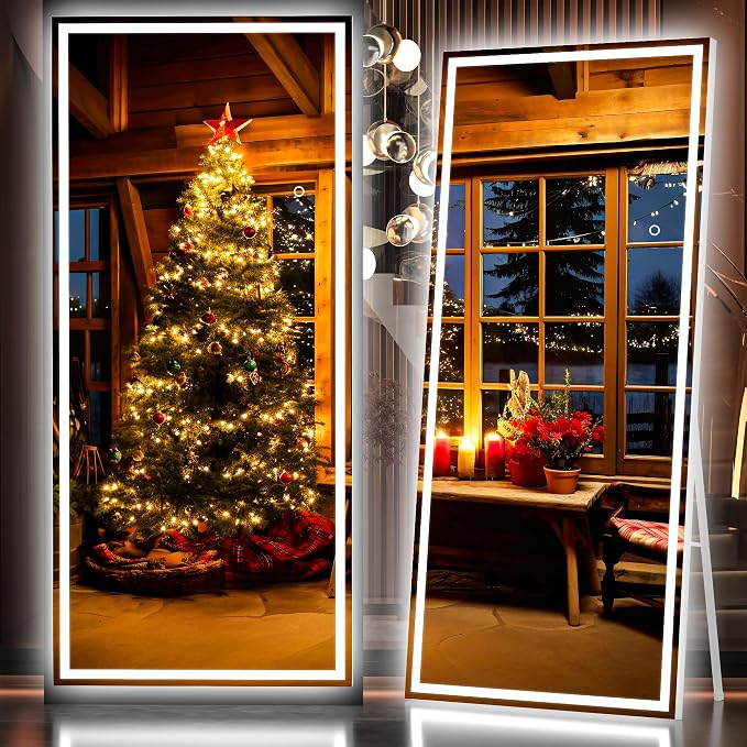 Hasipu Full Length Mirror with Lights, Full Body Dressing Hanging Mounted Mirror by Whatssuitableisthebest