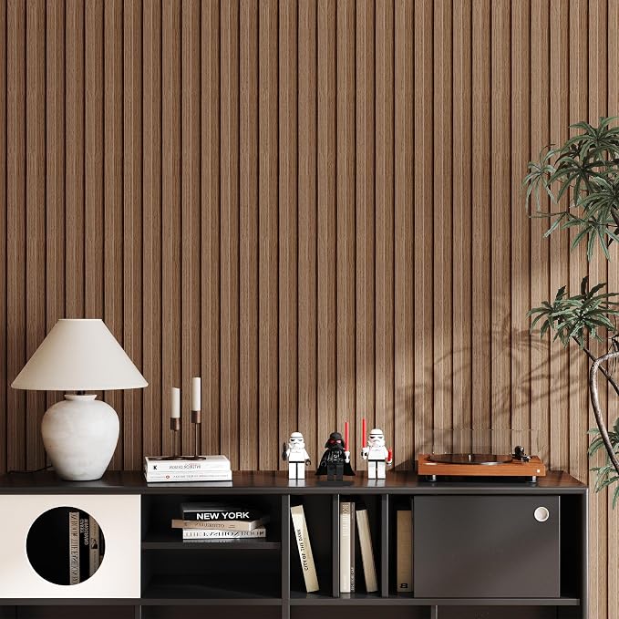 Peel and Stick PVC Slat Wall Panels, Wood Grain Self-Adhesive Soundproof - Image 2