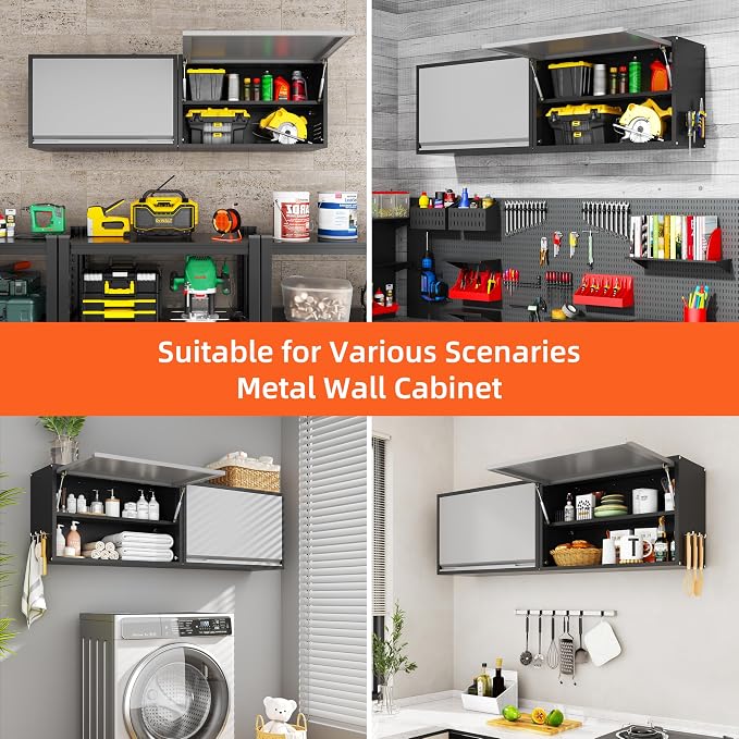 Garage Wall Cabinet, Floating Metal Wall Cabinet - Image 8