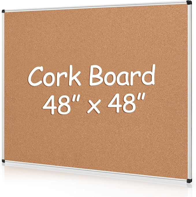 Extra Large Cork Bulletin Board 48" X 48", Wall Mounted Notice Pin Board by Justdowhatyouwanttodo