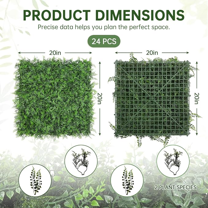 Artificial Green Wall Panels: 20"x20" Boxwood Hedge Green Wall Decor Backdrop - Image 2
