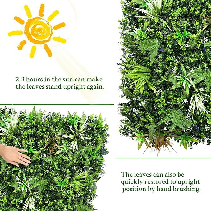 ODTORY Artificial Boxwood Topiary Hedges Panels: 20'' x 20'' 12P UV-Protected - Image 7